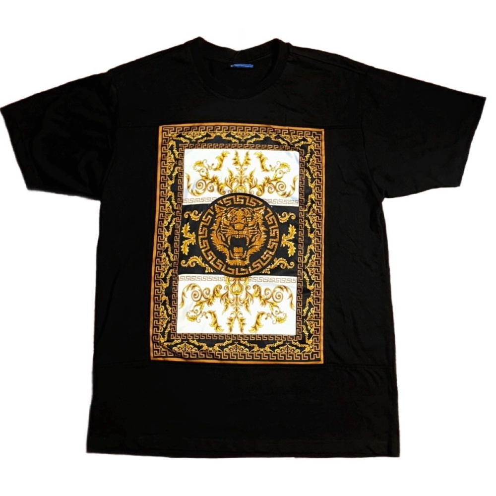 Victorious ~ Men’s Size Large ~ Baroque & Tiger W/ Gold Sequins Shirt ~ New
